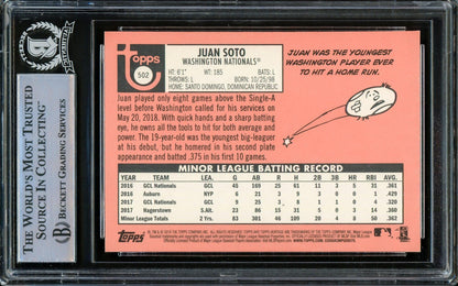 Juan Soto Autographed 2018 Topps Heritage Rookie Card #502 Washington Nationals Beckett BAS Stock #206609