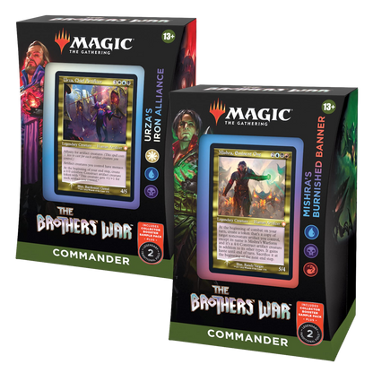 Magic the Gathering: The Brothers' War - Mishra’s Burnished Banner & Urza's Iron Alliance + Collector Booster Sample Pack Retro-Frame Commander Decks & Cases