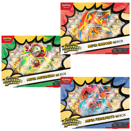 Ascended Heroes Mega ex Box (Mega Meganium, Emboar, or Feraligatr)