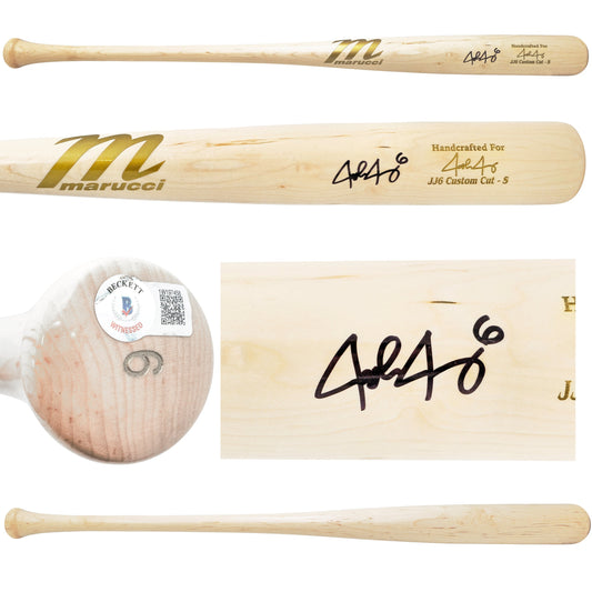 Josh Jung Autographed Blonde Marucci Player Model Baseball Bat Texas Rangers Beckett BAS Witness