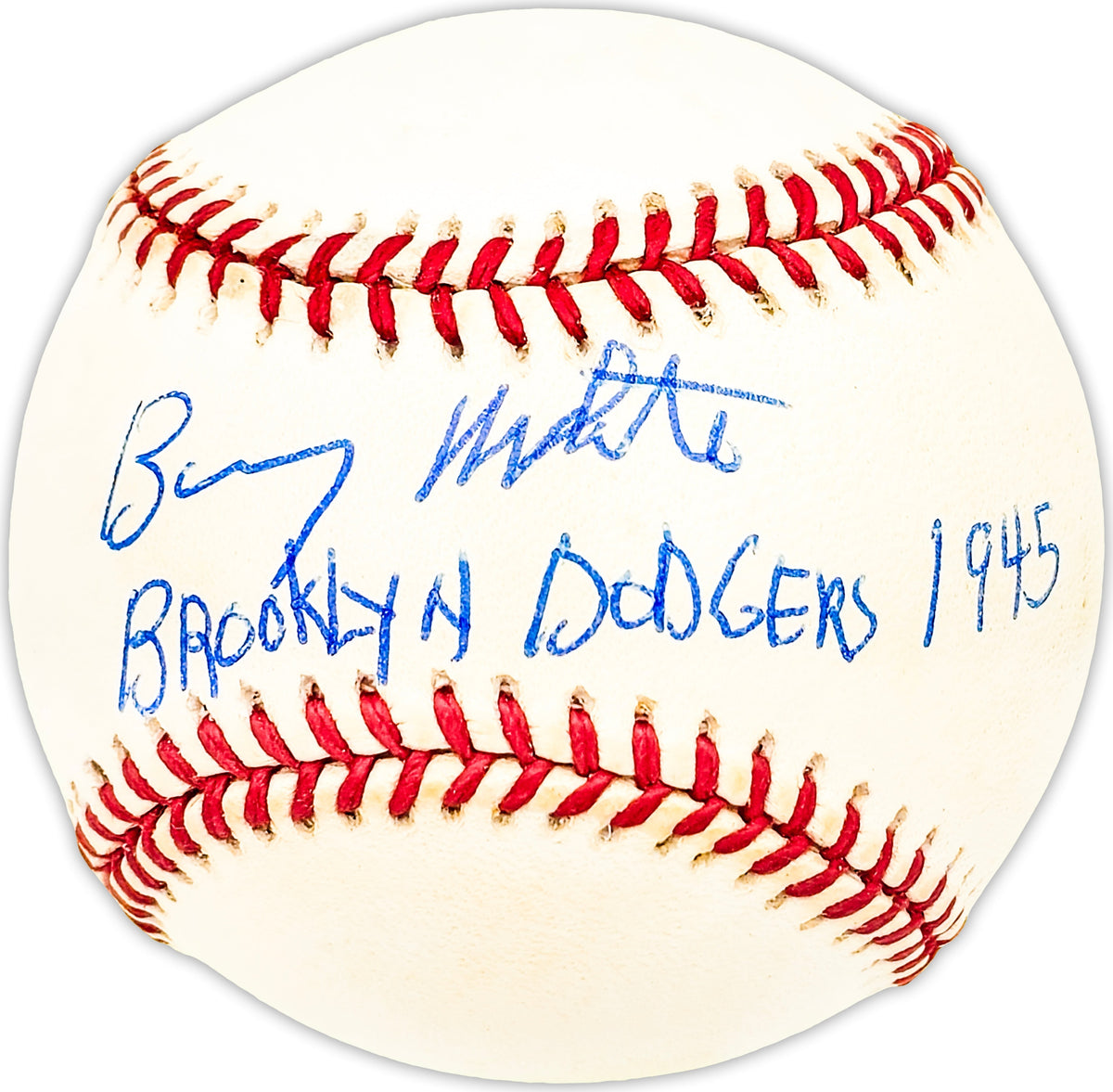 Barney White Autographed Official NL Baseball Brooklyn Dodgers "1945" Beckett BAS QR #BM25580