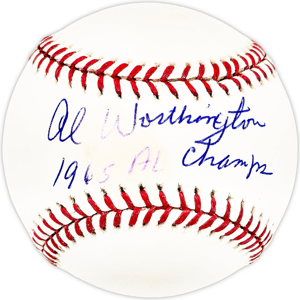 Al Worthington Autographed Official MLB Baseball Minnesota Twins "1965 AL Champs"