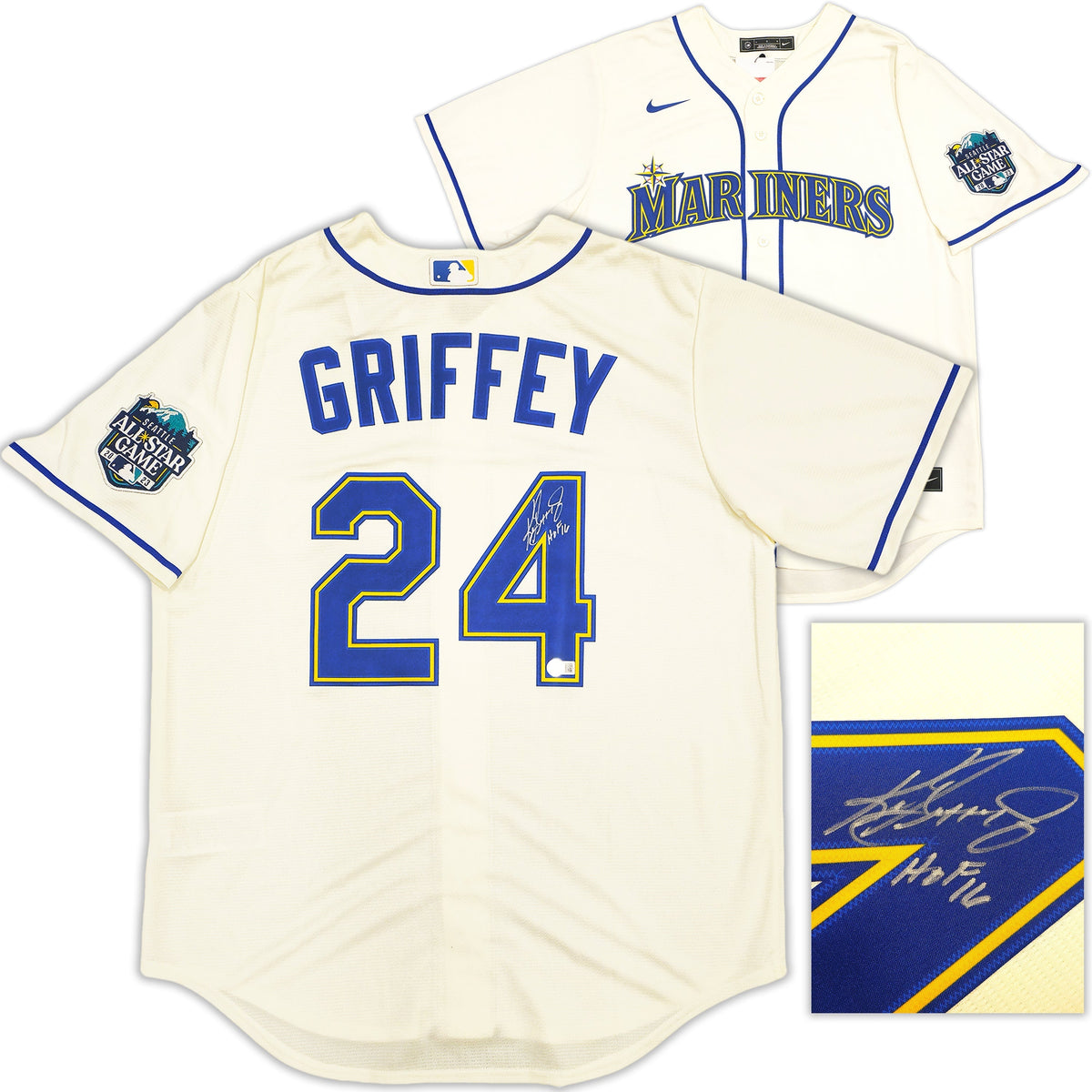 Seattle Mariners Ken Griffey Jr. Autographed Cream Nike 2023 All Star Game Patch Jersey Size L "HOF 16" Beckett BAS Witness