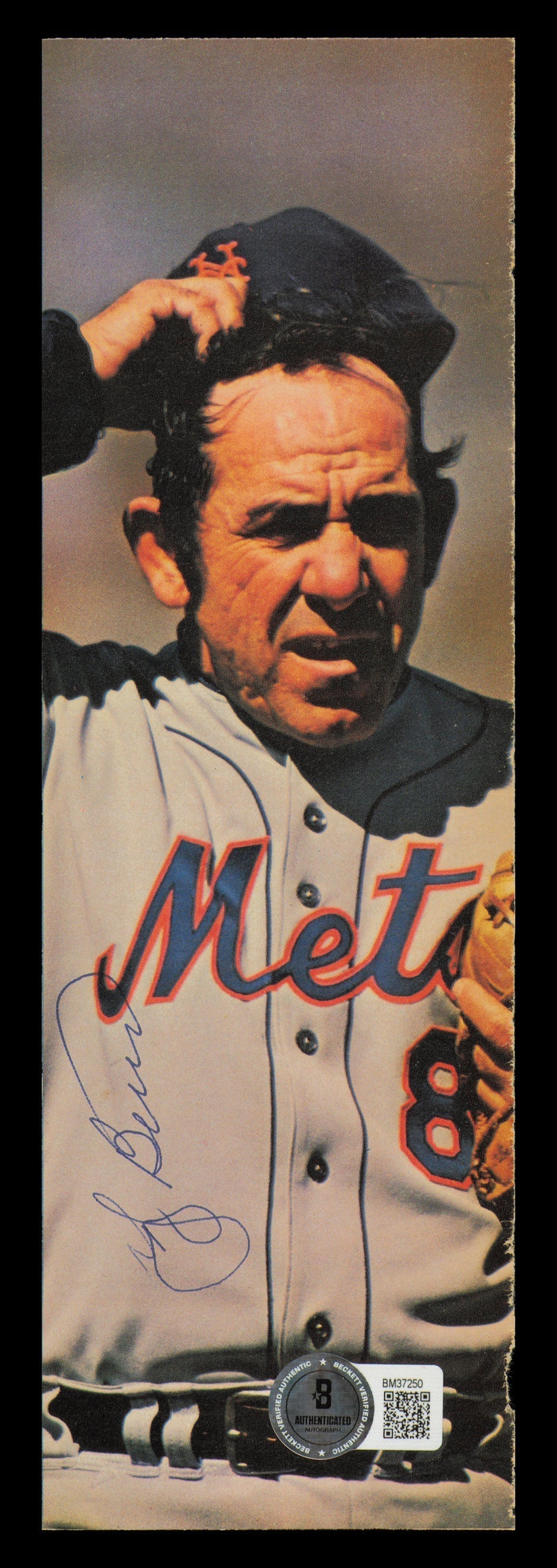 Yogi Berra Autographed 3x9 Magazine Page Photo New York Mets Beckett BAS QR #BM37250