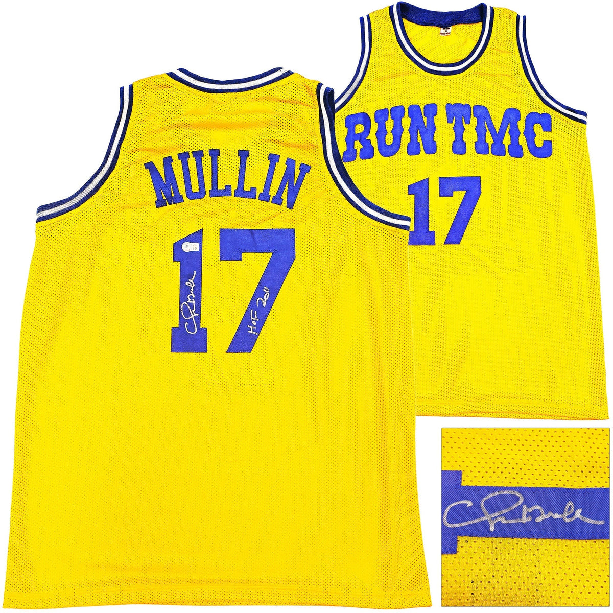 Golden State Warriors Chris Mullin Autographed Yellow Jersey "HOF 2011" Beckett BAS Witness