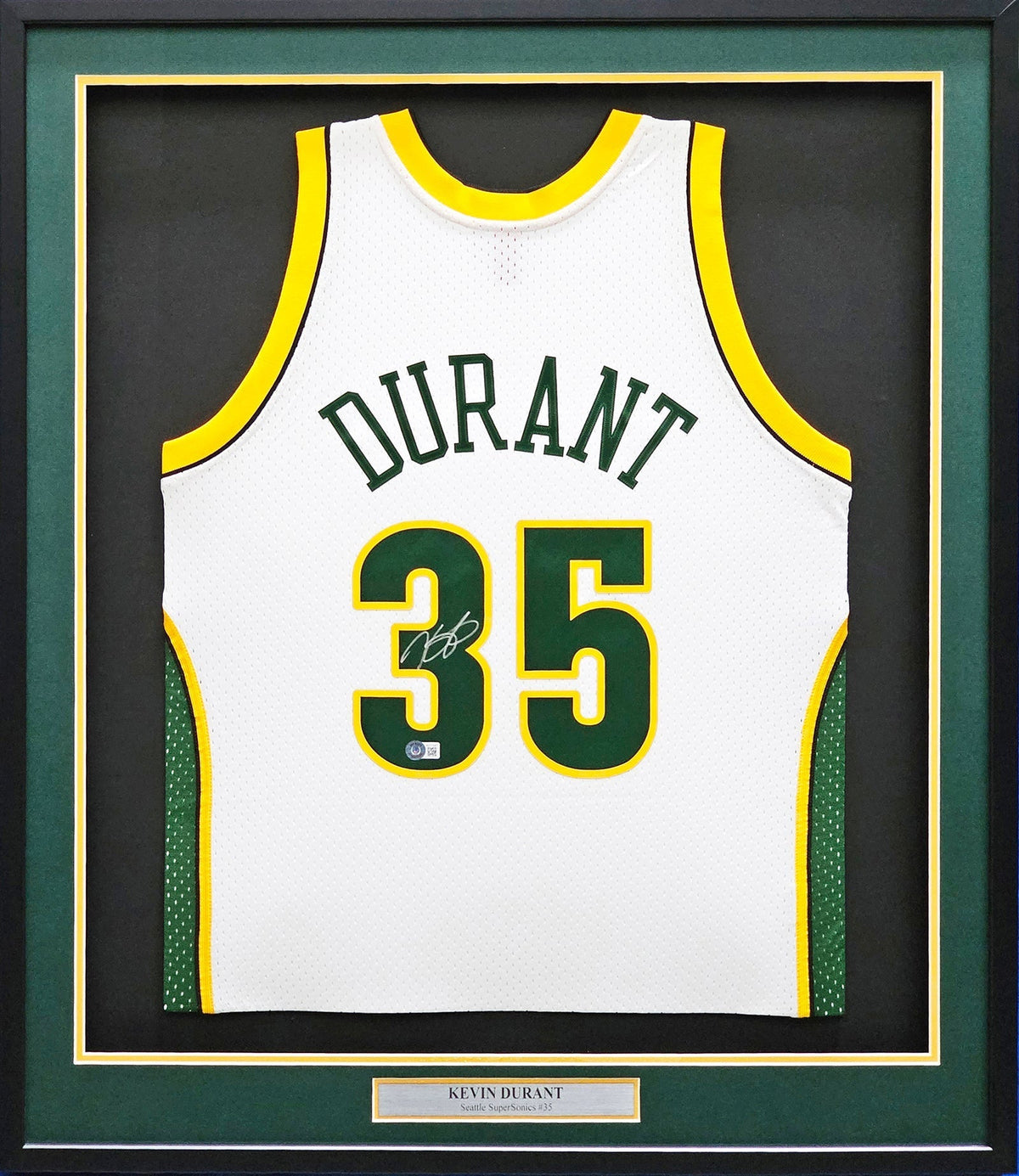 Seattle Supersonics Kevin Durant Autographed Framed White Authentic Mitchell & Ness HWC Swingman 2007-08 Jersey Beckett BAS QR