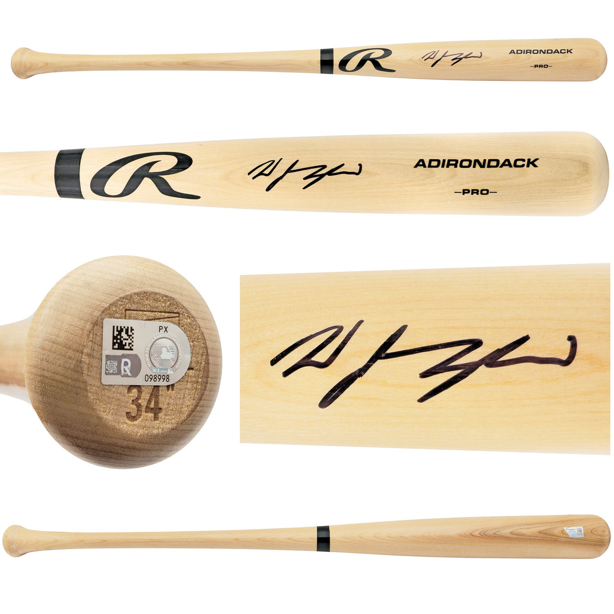 Wyatt Langford Autographed Blonde Rawlings Adirondack Pro Baseball Bat Texas Rangers Fanatics and MLB Holo