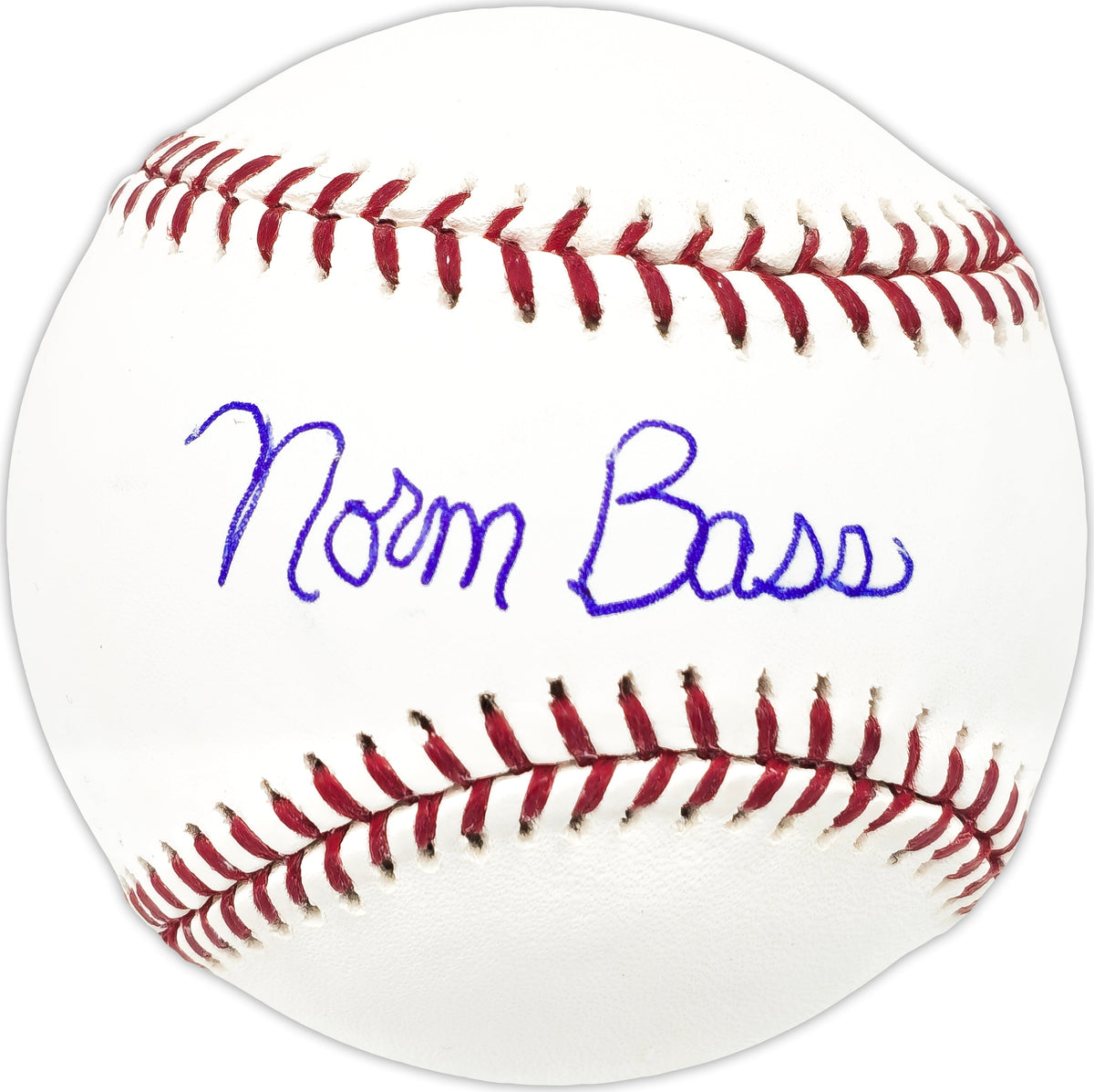Norm Bass Autographed Official MLB Baseball KC A's Beckett BAS QR #BN13167
