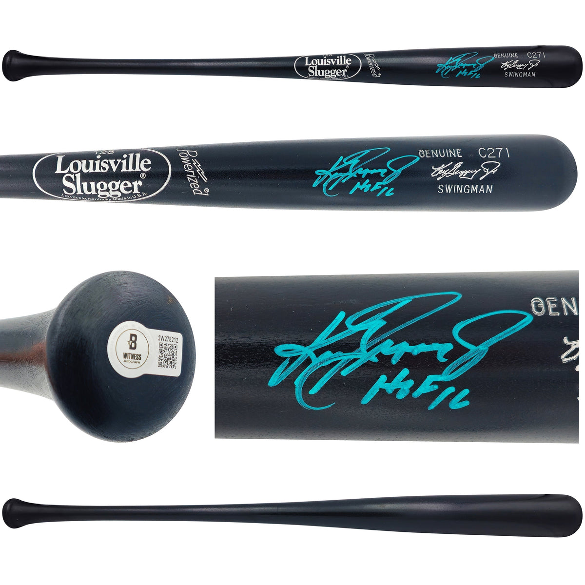 Ken Griffey Jr. Autographed Black Louisville Slugger Player Model C271 Swingman Baseball Bat Seattle Mariners (Scratches) "HOF 16" Beckett BAS Witness
