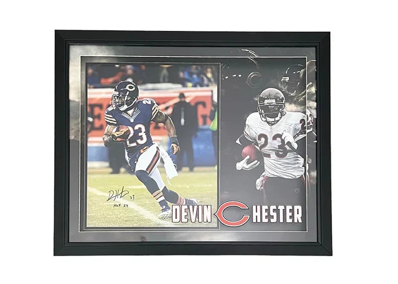 Devin Hester Signed HOF Inscription Chicago 3D Light Up Framed Football 33x27 Photo (JSA)