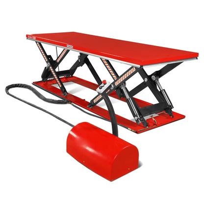 Stationary Electric Hydraulic Parallel Double Scissor Lift Table 6600lb Capacity,  112.9" x 39.4"Platform,  34.3"Lift Height, UL Certified Motor,  ELT66P