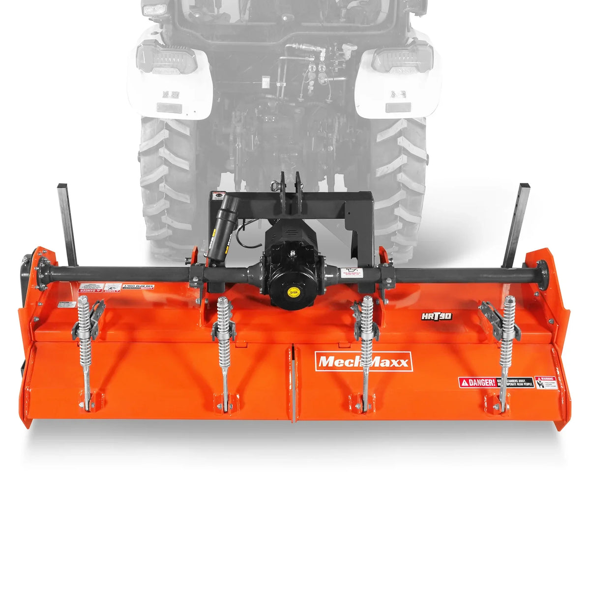 90 in Heavy Duty Rotary Tiller,  3 Point Hitch Cat.2,  Gear Drive,  PTO Shaft Included with Slip Clutch,  50-90 HP,  HRT90