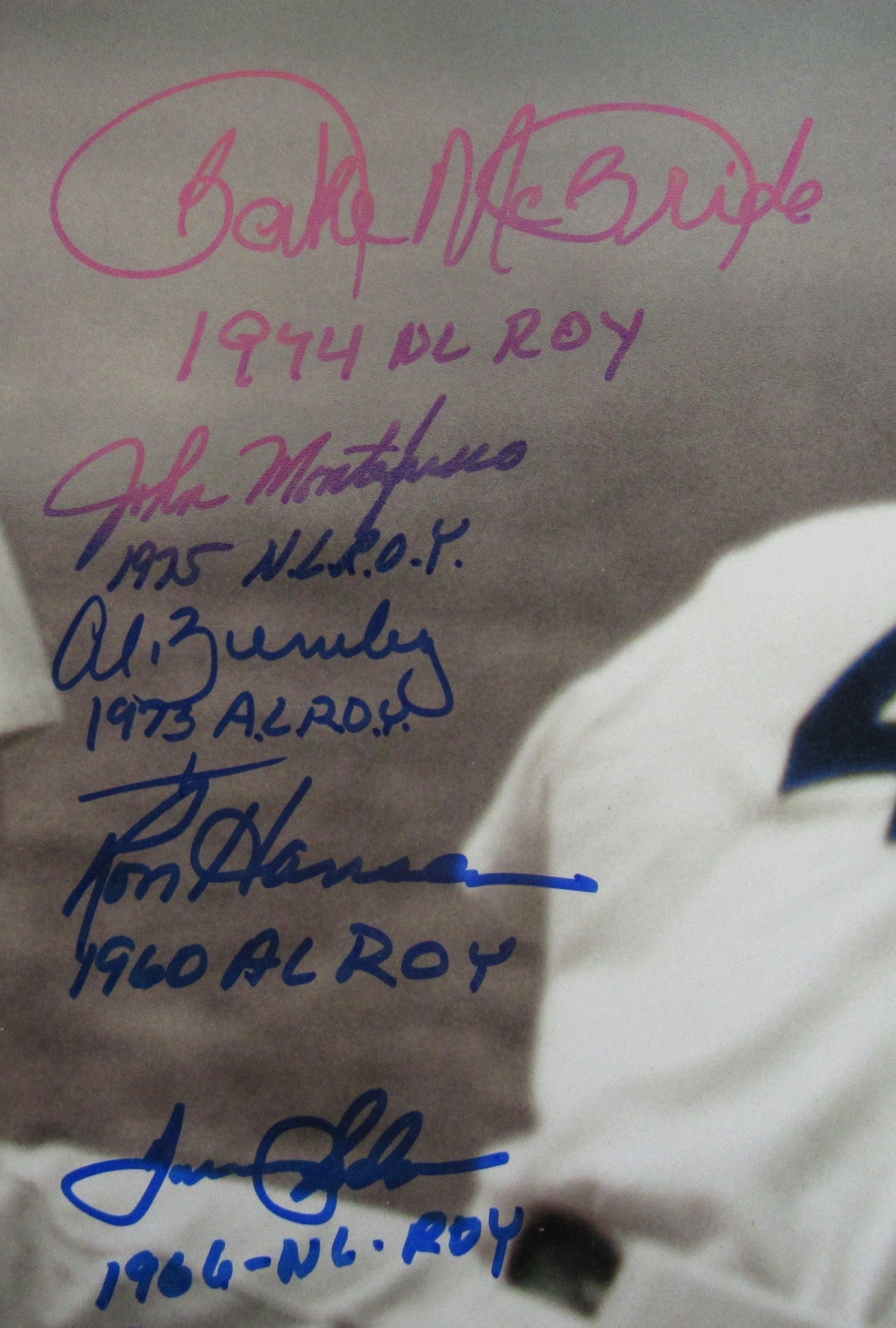 ROY Rookie of the Year Multi Signed Auto 16x20 Jackie Robinson Photo - Pete Rose, Jose Canseco
