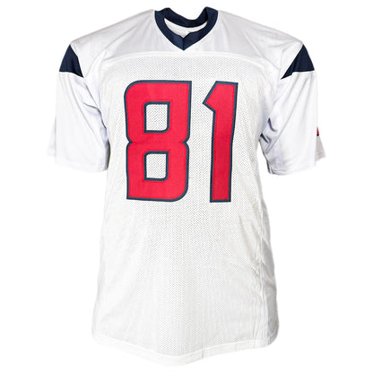 Jayden Higgins Signed Houston White Football Jersey (JSA)
