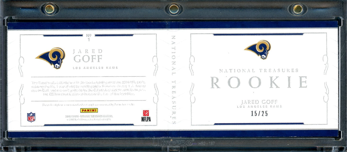 2016 Panini National Treasures Jared Goff Rookie Team Logo Booklet /25 Rams