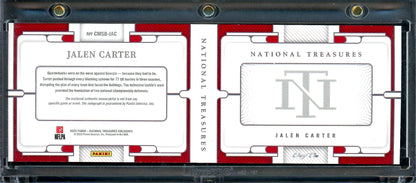 2023 Panini National Treasures Collegiate Jalen Carter Rookie Booklet Patch Auto 1/1 Georgia
