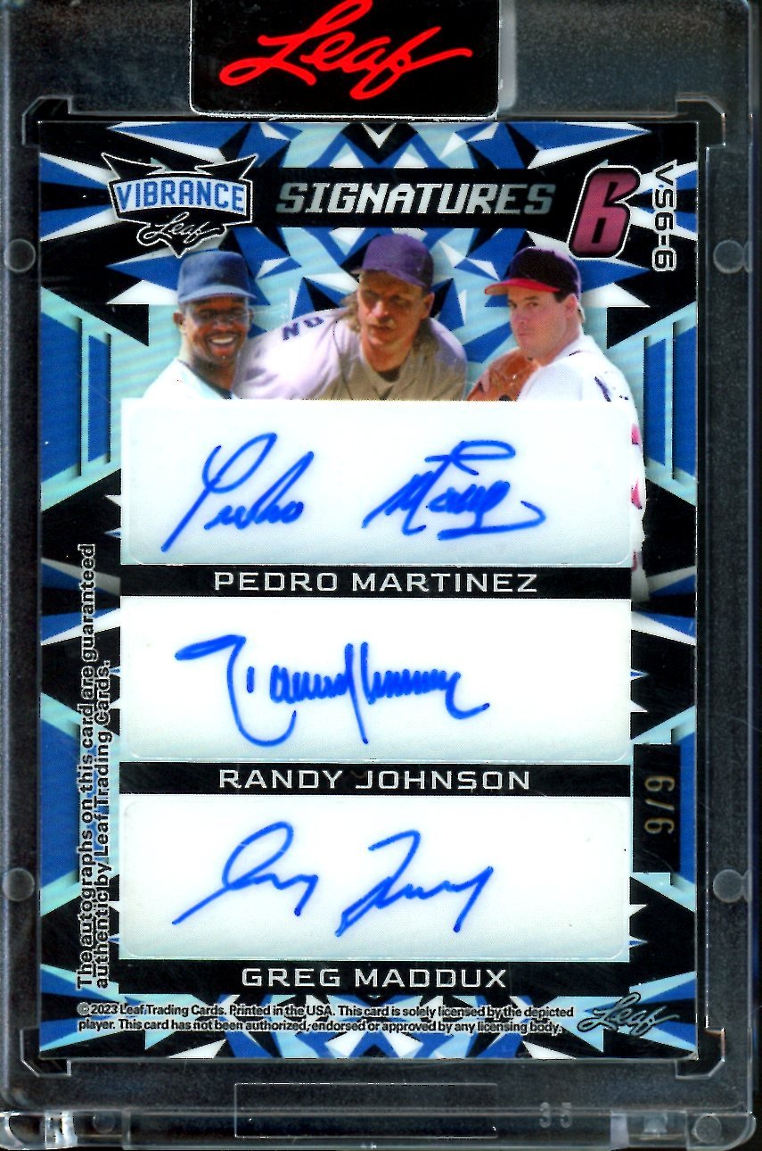 2023 Leaf Vibrance Nolan Ryan/Steve Carlton/ Jim Palmer/Pedro Martinez/ Randy Johnson/ Greg Maddux Signatures Six Auto /9