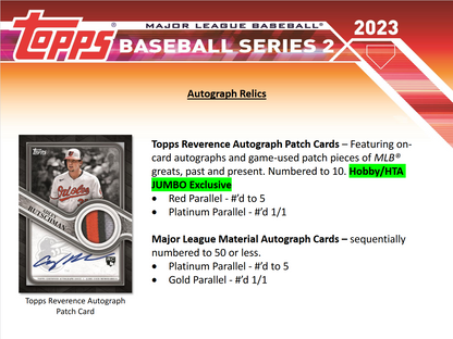 2023 Topps Series 2 Baseball Jumbo 6 Box Case