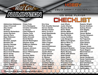 2023 Wild Card Alumination Draft Football Hobby 12 Box Case