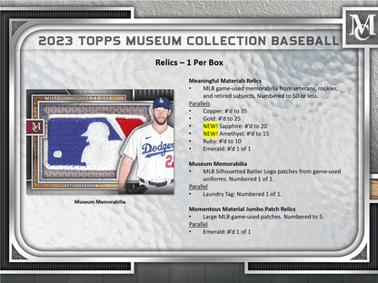 2023 Topps Museum Collection Baseball Hobby 12 Box Case