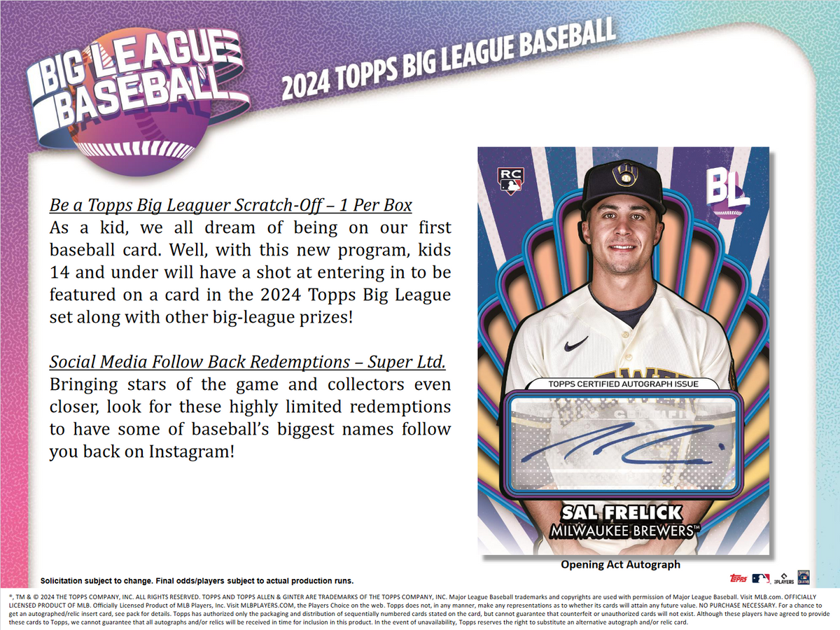 2024 Topps Big League Baseball Hobby 20 Box Case