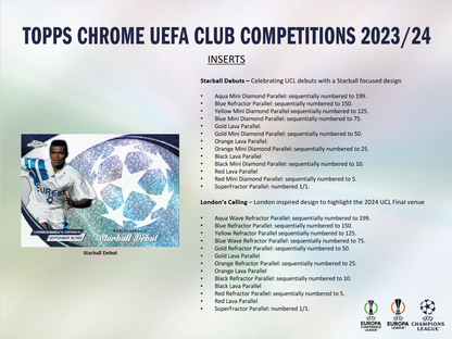 2023-24 Topps UEFA Club Competitions Chrome Soccer Hobby Box