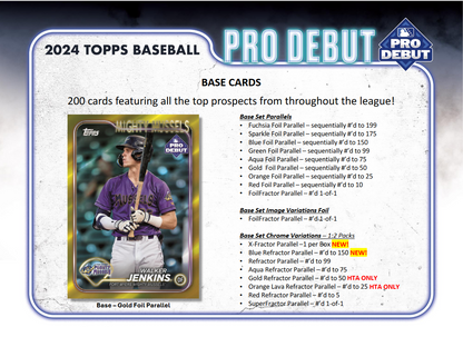 2024 Topps Pro Debut Baseball Jumbo 8 Box Case