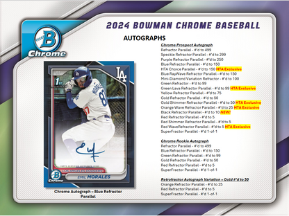 2024 Bowman Chrome Baseball HTA Choice 12 Box Case