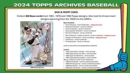 2024 Topps Archives Baseball Blaster Box 40 Box Case