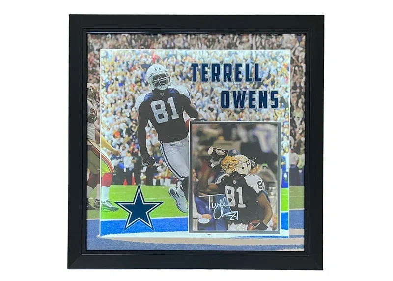 Terrell Owens Signed Dallas 3D Light Up Framed Football 23x23 Photo (JSA)