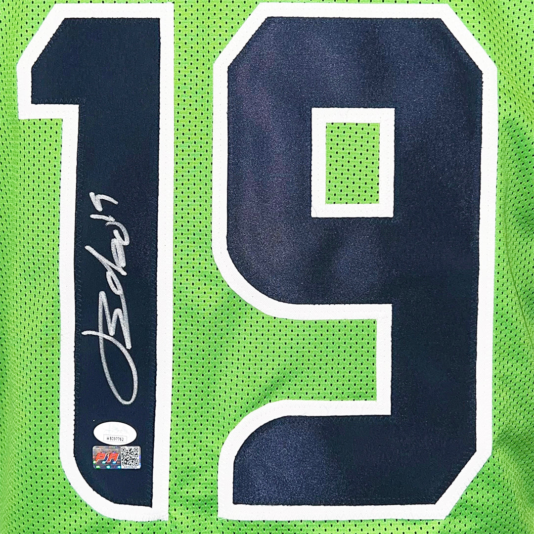 Jake Bobo Signed Seattle Green Football Jersey (JSA)
