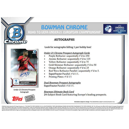 2022 Bowman Chrome Road to UEFA Under 21 European Championship Soccer Hobby 12 Box Case