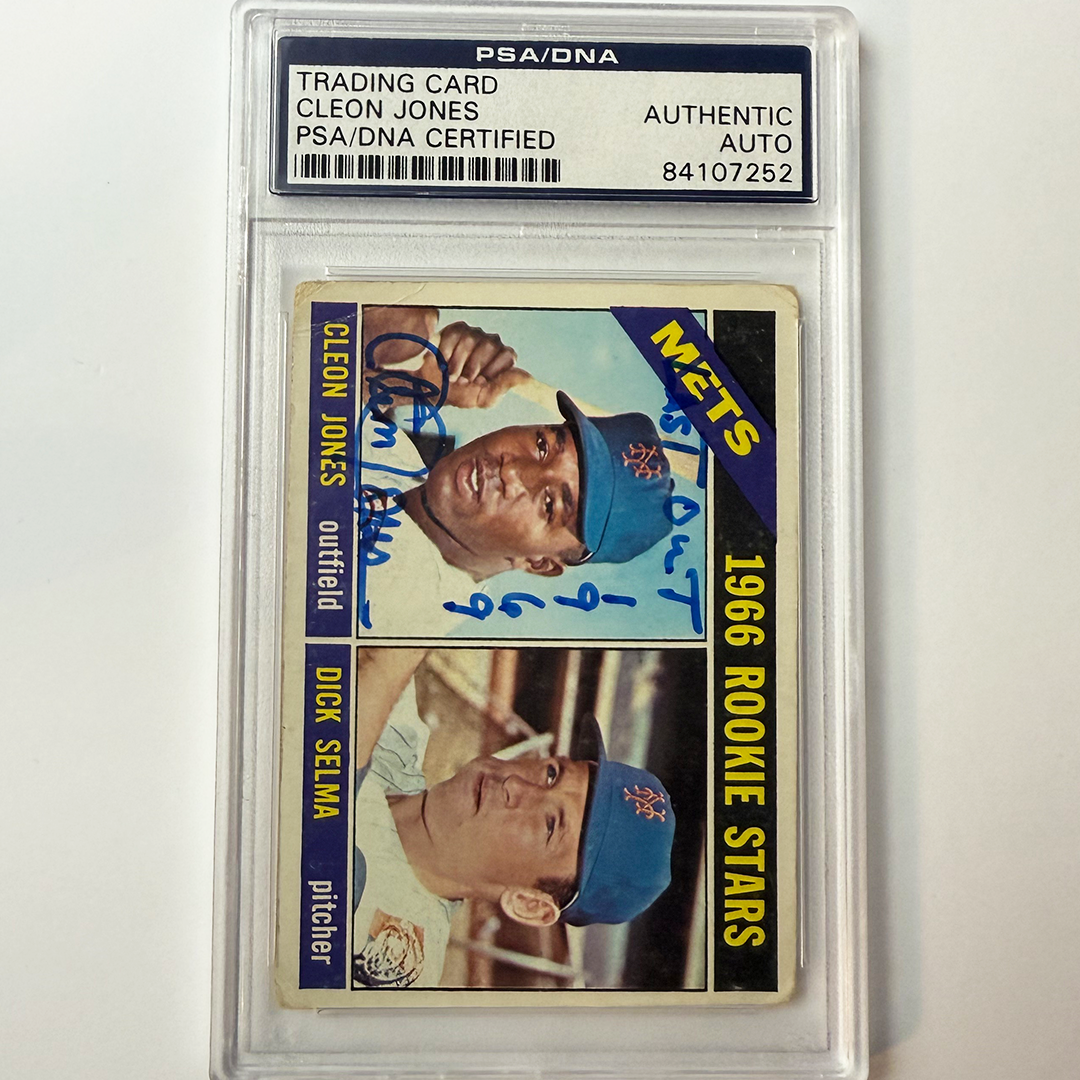 Cleon Jones Signed 1966 Topps Rookie #67 Last Out 1969 PSA Auto Authentic