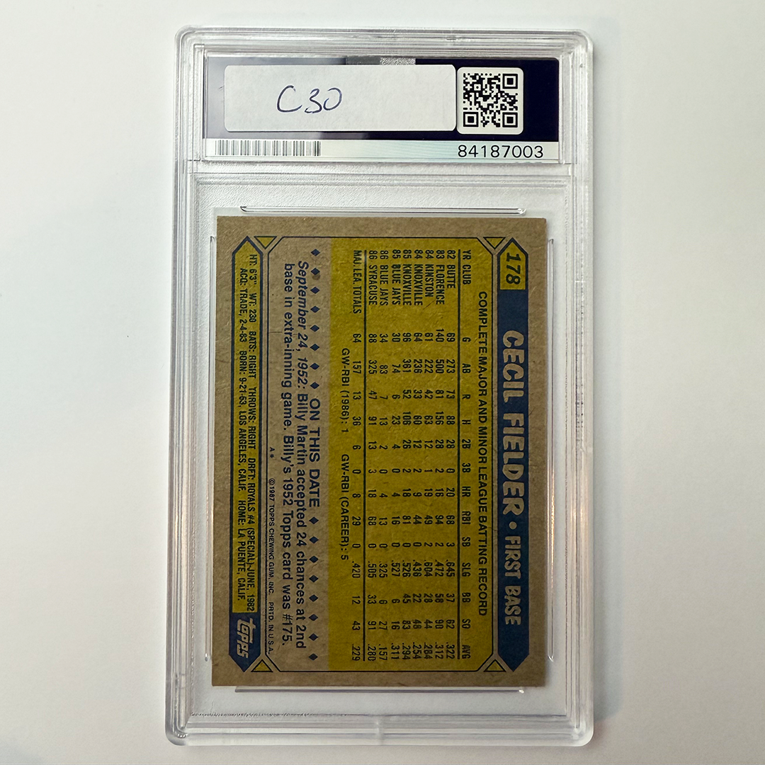 Cecil Fielder Signed 1987 Topps #178 PSA ITP Auto Authentic