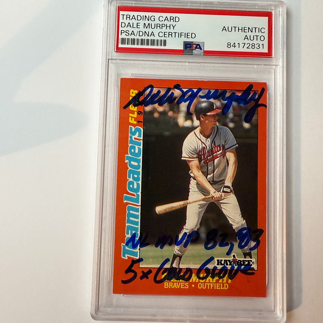 Dale Murphy Signed 1988 Fleer Team Leaders #24 2 Inscriptions PSA Auto Authentic