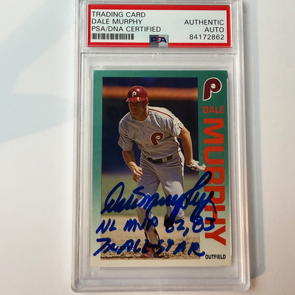 Dale Murphy Signed 1992 Fleer #541 w/2 Inscriptions PSA Auto Authentic