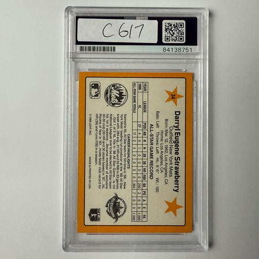 Darryl Strawberry Signed 1989 Donruss All Star #34 PSA Auto Authentic