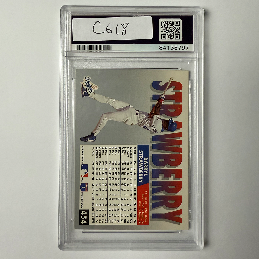 Darryl Strawberry Sgined 1993 Fleer #454 PSA Auto Authentic