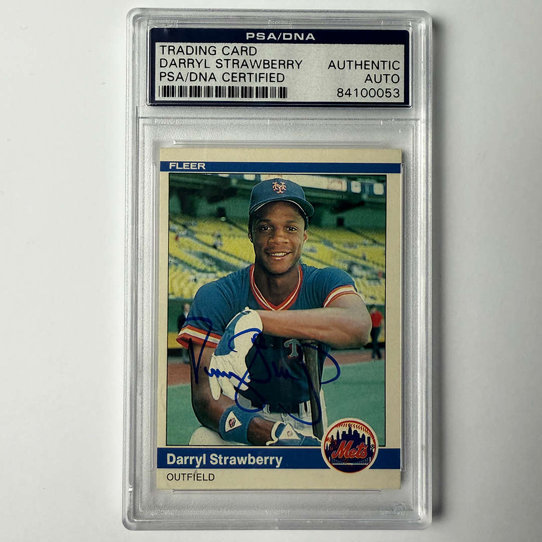 Darryl Strawberry Signed 1984 Fleer Rookie #599 PSA Auto Authentic