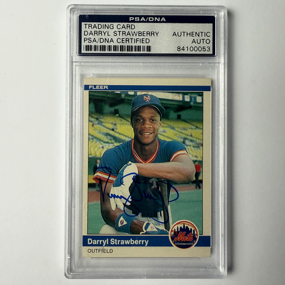 Darryl Strawberry Signed 1984 Fleer Rookie #599 PSA Auto Authentic