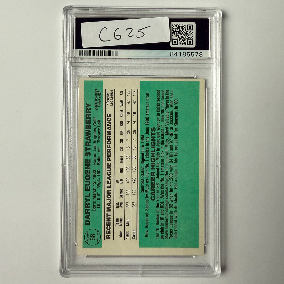 Darryl Strawberry Signed 1984 Donruss Rookie #68 PSA Auto Authentic