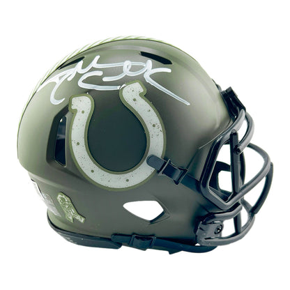Dallas Clark Signed Indianapolis Colts Salute to Service Mini Football Helmet (Beckett)