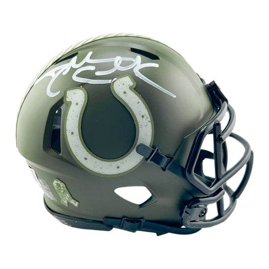 Dallas Clark Signed Indianapolis Colts Salute to Service Mini Football Helmet (Beckett)