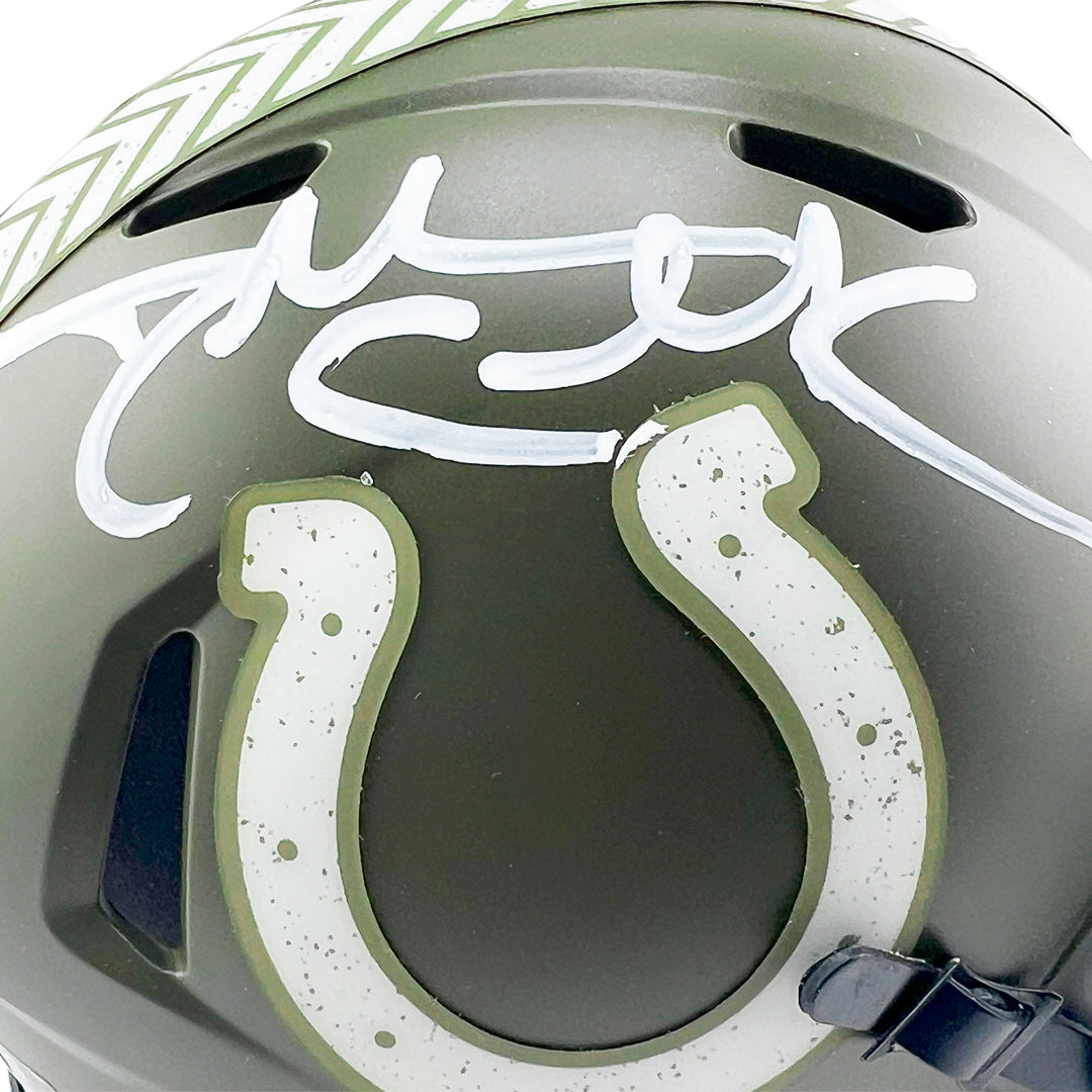 Dallas Clark Signed Indianapolis Colts Salute to Service Mini Football Helmet (Beckett)