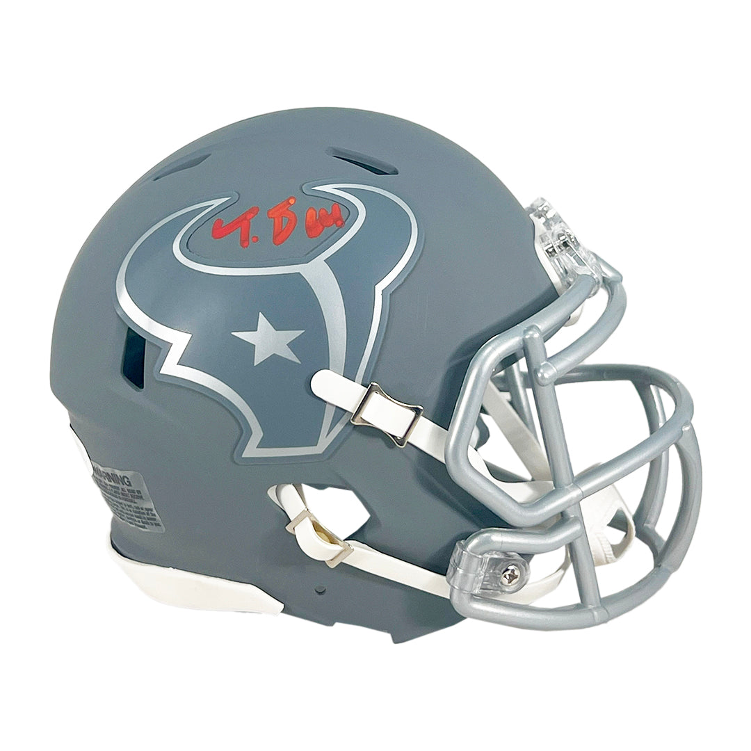 Tank Dell Signed Houston Texans Slate Alternate Speed Mini Football Helmet (JSA)