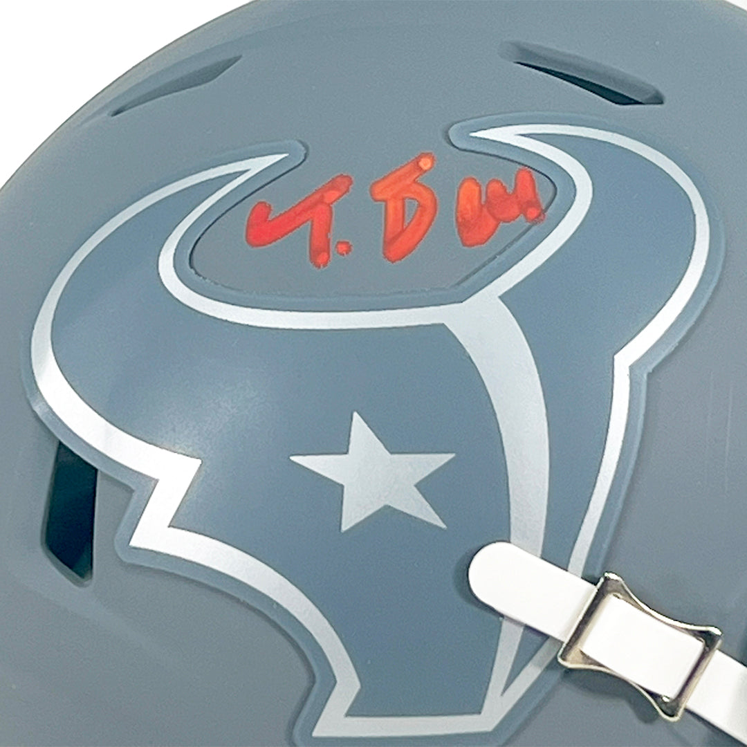 Tank Dell Signed Houston Texans Slate Alternate Speed Mini Football Helmet (JSA)