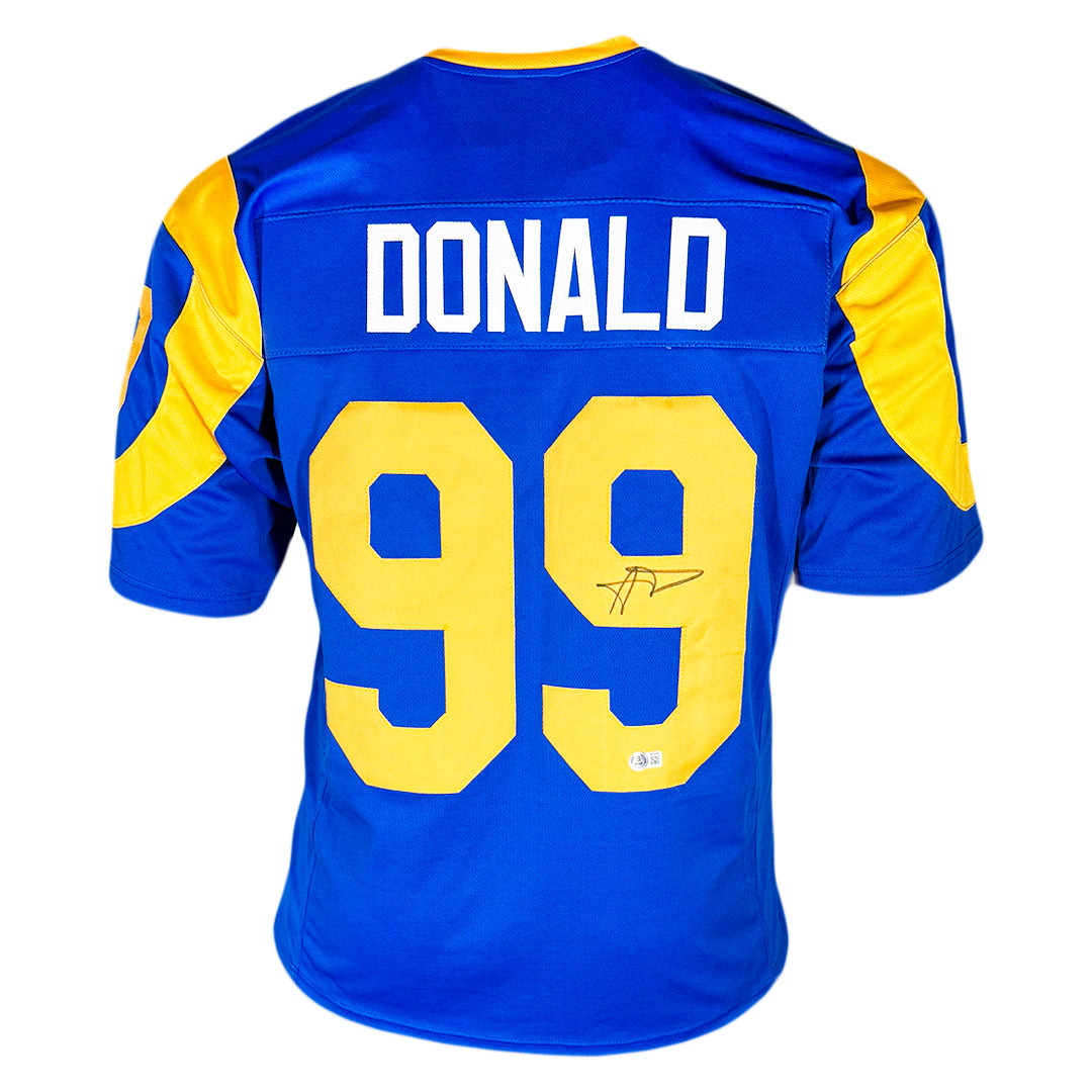 Aaron Donald Signed Los Angeles Blue Throwback Football Jersey (Beckett)