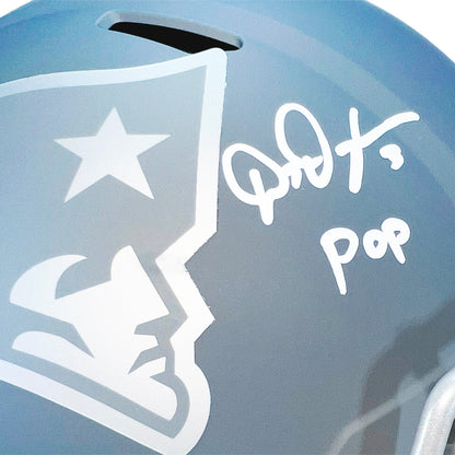 DeMario Douglas Signed New England Patriots Slate Alternate Speed Full-Size Replica Football Helmet (Beckett)