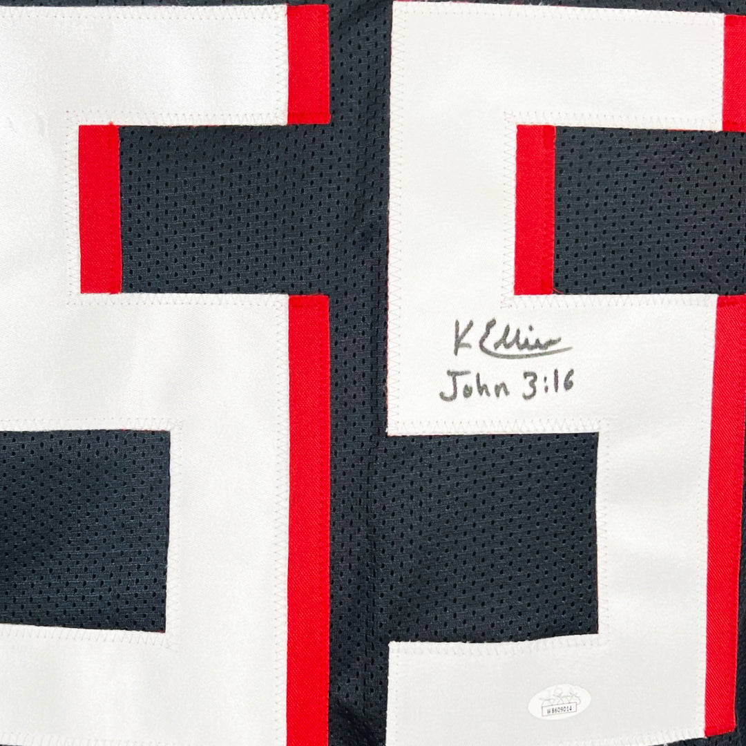 Kaden Elliss Signed John 3:16 Inscription Atlanta Black Football Jersey (Beckett)