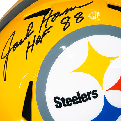 Jack Ham Signed HOF 88 Inscription Pittsburgh Steelers Throwback Gold Speed Full-Size Replica Football Helmet (Beckett)